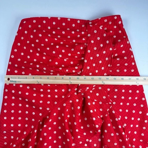 Finders Keepers Red with White Polka Dot Midi Ruffle Skirt Women's Size 6 Medium - Picture 11 of 11